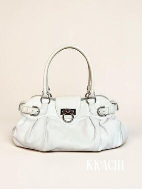 Salvatore Ferragamo White Gancini Shoulder Bag